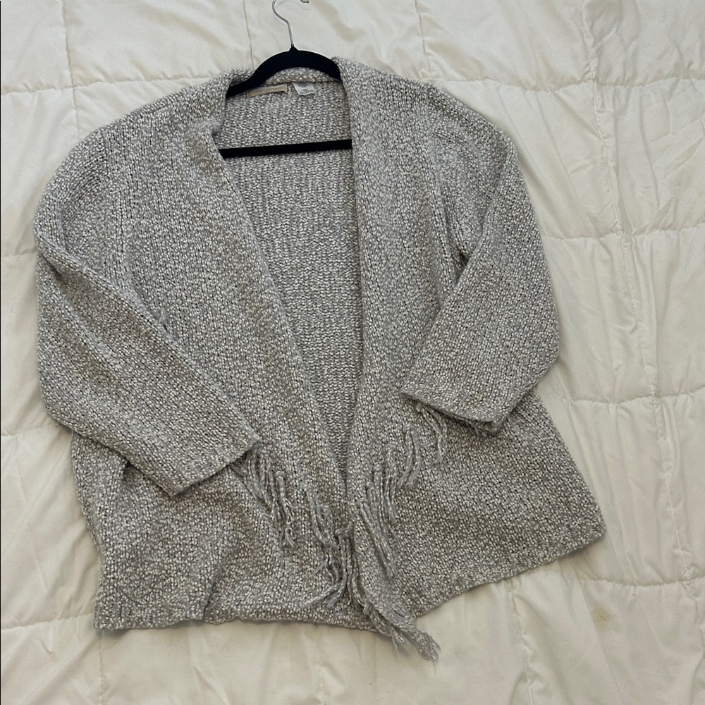 Alfred Dunner Light Gray Textured Cardigan